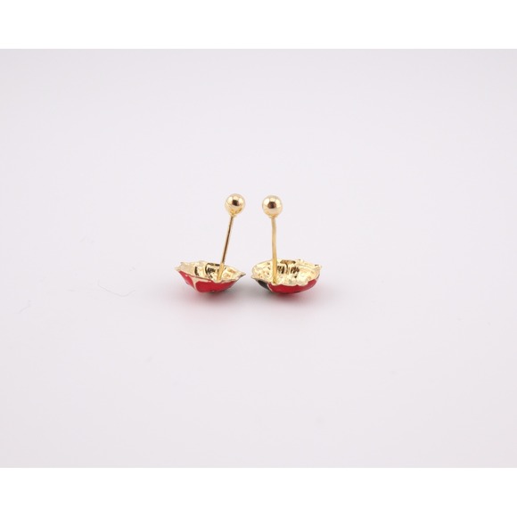 Women's Whimsical 14k Gold Jewelry Ladybug Animal Stud Mini Earrings ** - Picture 8 of 10